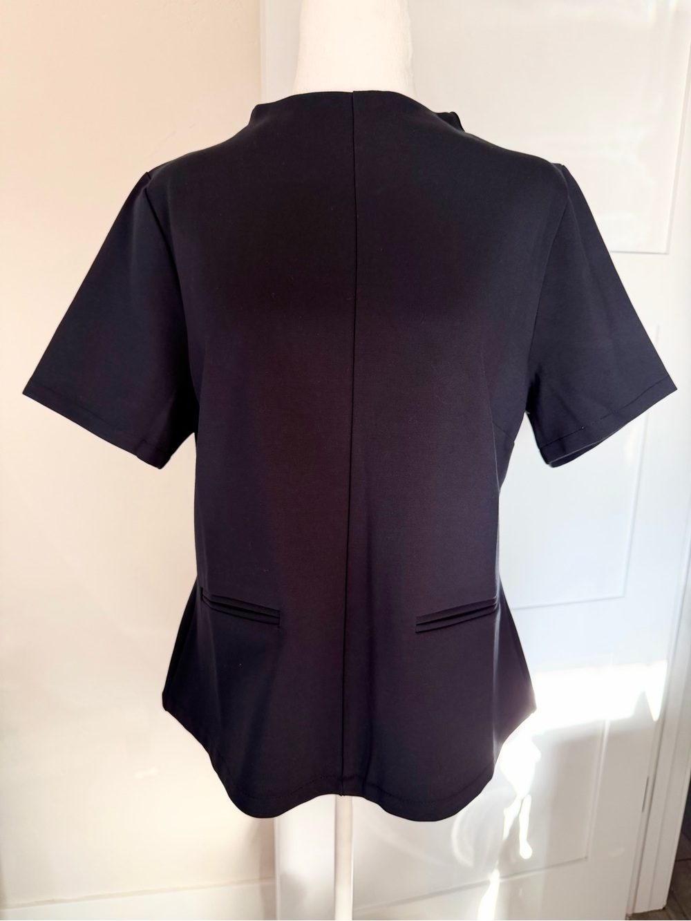 Halogen Navy Funnel Neck Ponte Blouse Large